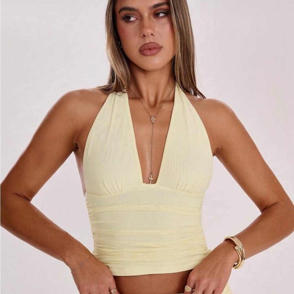 Chic Cream Halter Crop Top